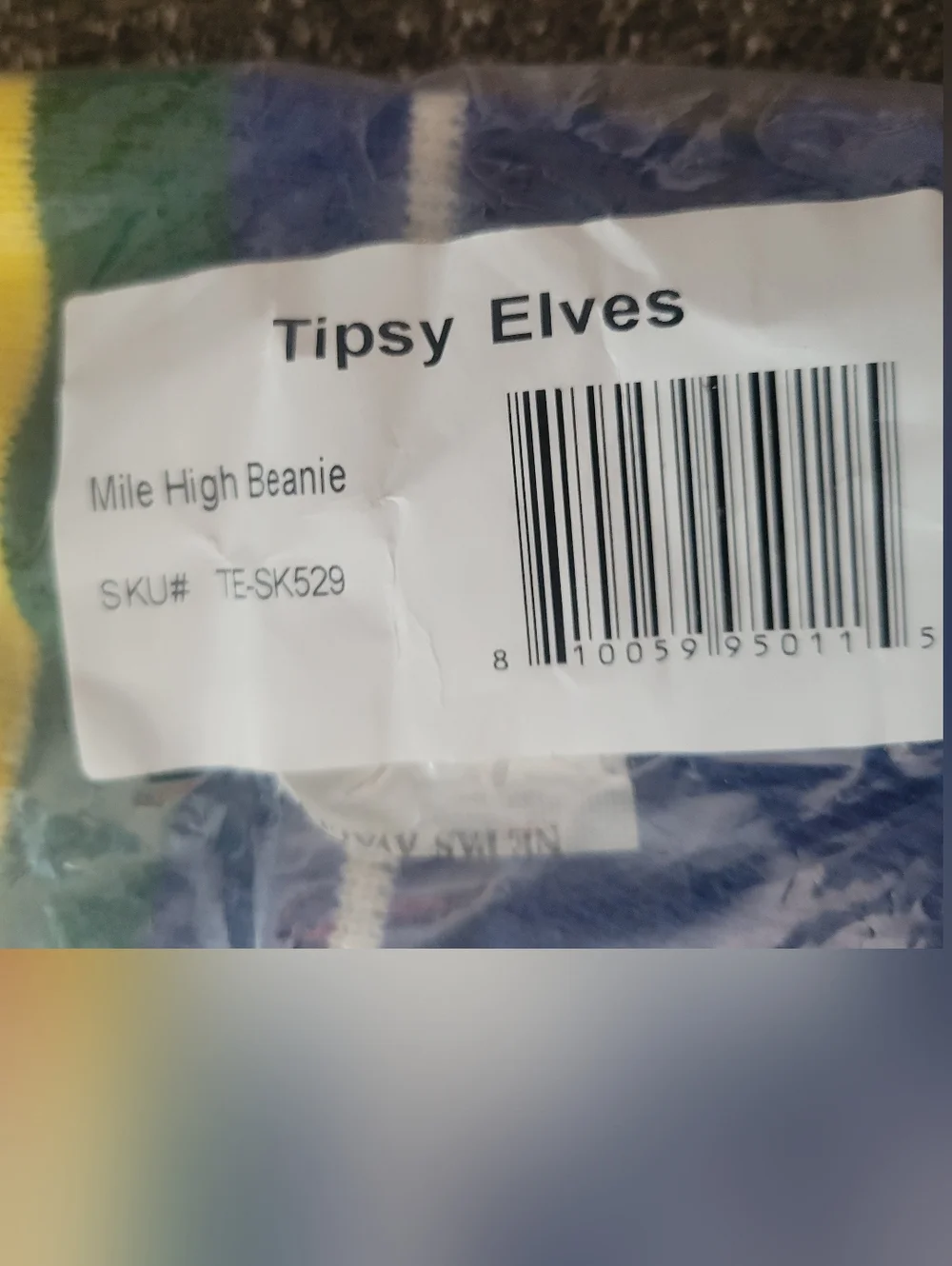 Tipsy Elves‎ NWT Mile High Rainbow Pom Beanie - Blue with Rainbow Stripes